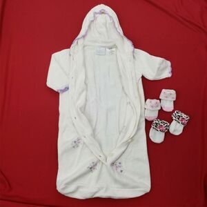 Koala Baby Infant Sweater Blanket Gown Hooded Button Front 0-6 mos Knit Socks